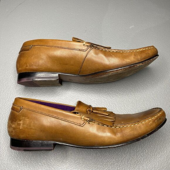 TED BAKER Leather Tassel Loafers Slip-On Shoes Tan Brown Mens US 11 - Picture 4 of 7